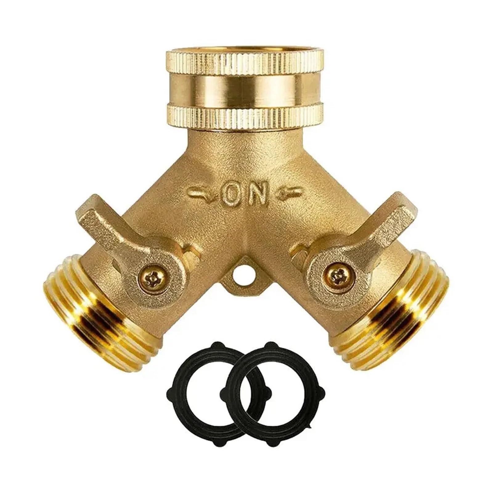 2 pz Attrezzi da Giardino Connettore in Rame 3/4 Tubo Acqua Y-Tee Rubinetto Splitter di Controllo Regolabile Flusso per Tubo Flessibile