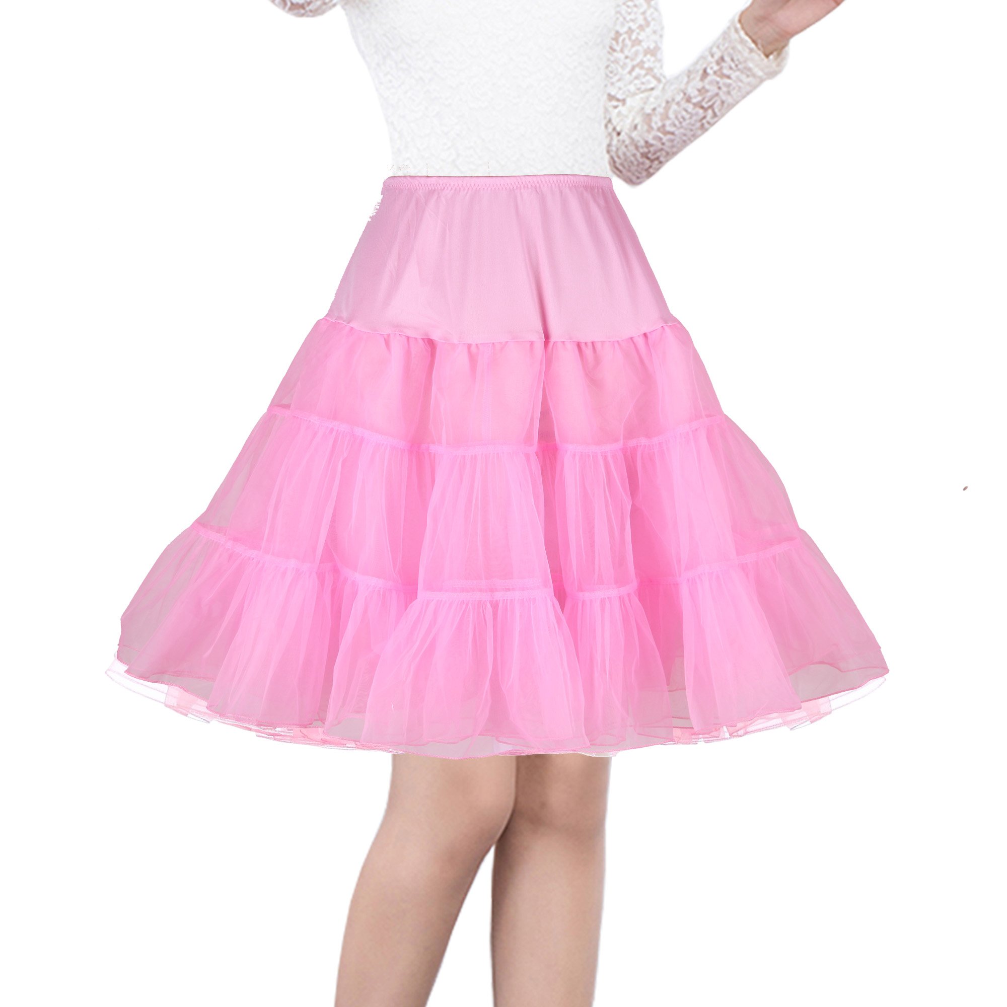 Women's 50s Vintage Petticoat 26" Crinoline Rockabilly Tutu Skirt Slip S-3XL