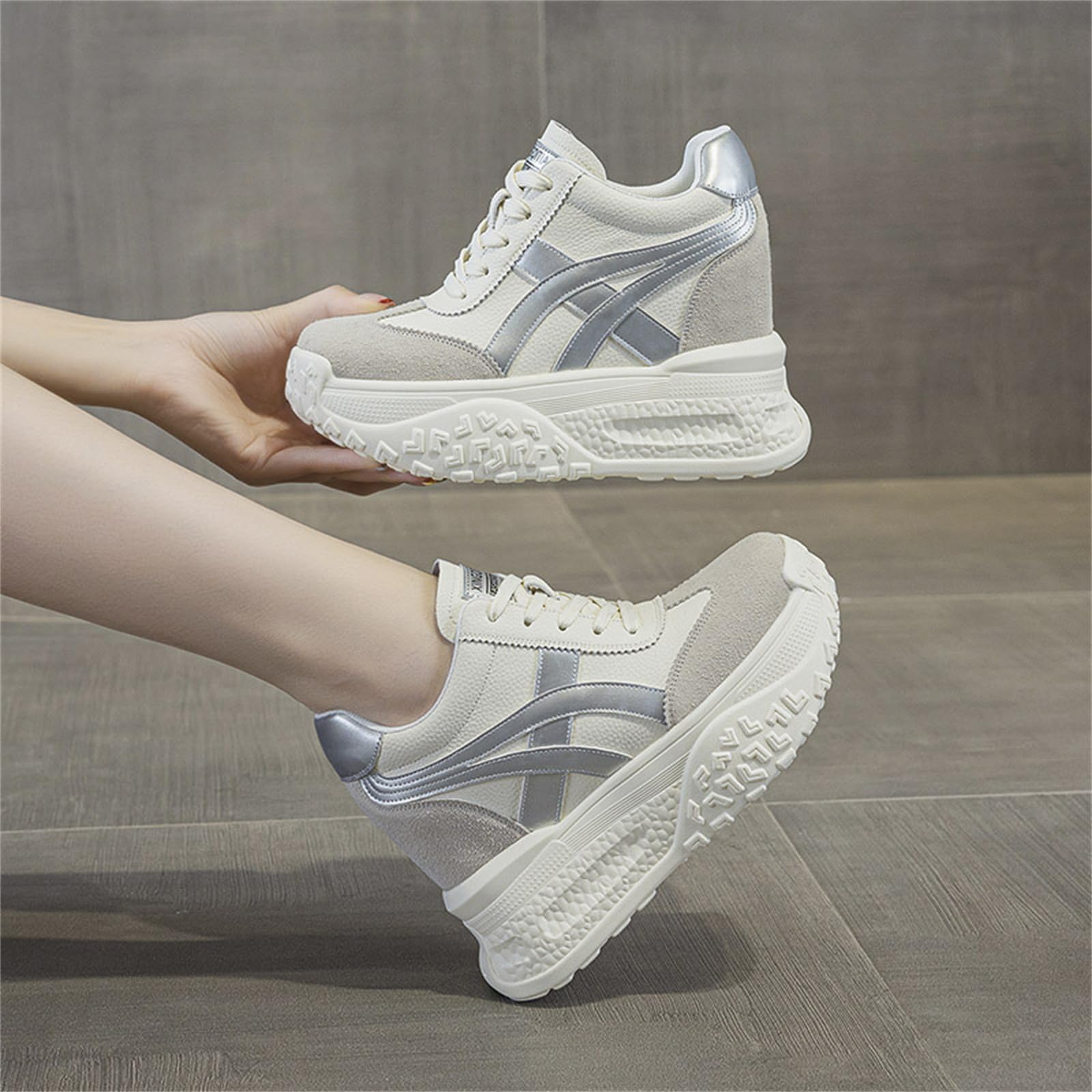 AONETIGER Sneakers Donna Alta Zeppa Moda Casual Scarpe | Casual Leggere Comode Sneakers Eleganti Piattaforma Scarpe Con Tacco Interno 11cm Per Quotidiane Aperto Gr.34EU-39EU