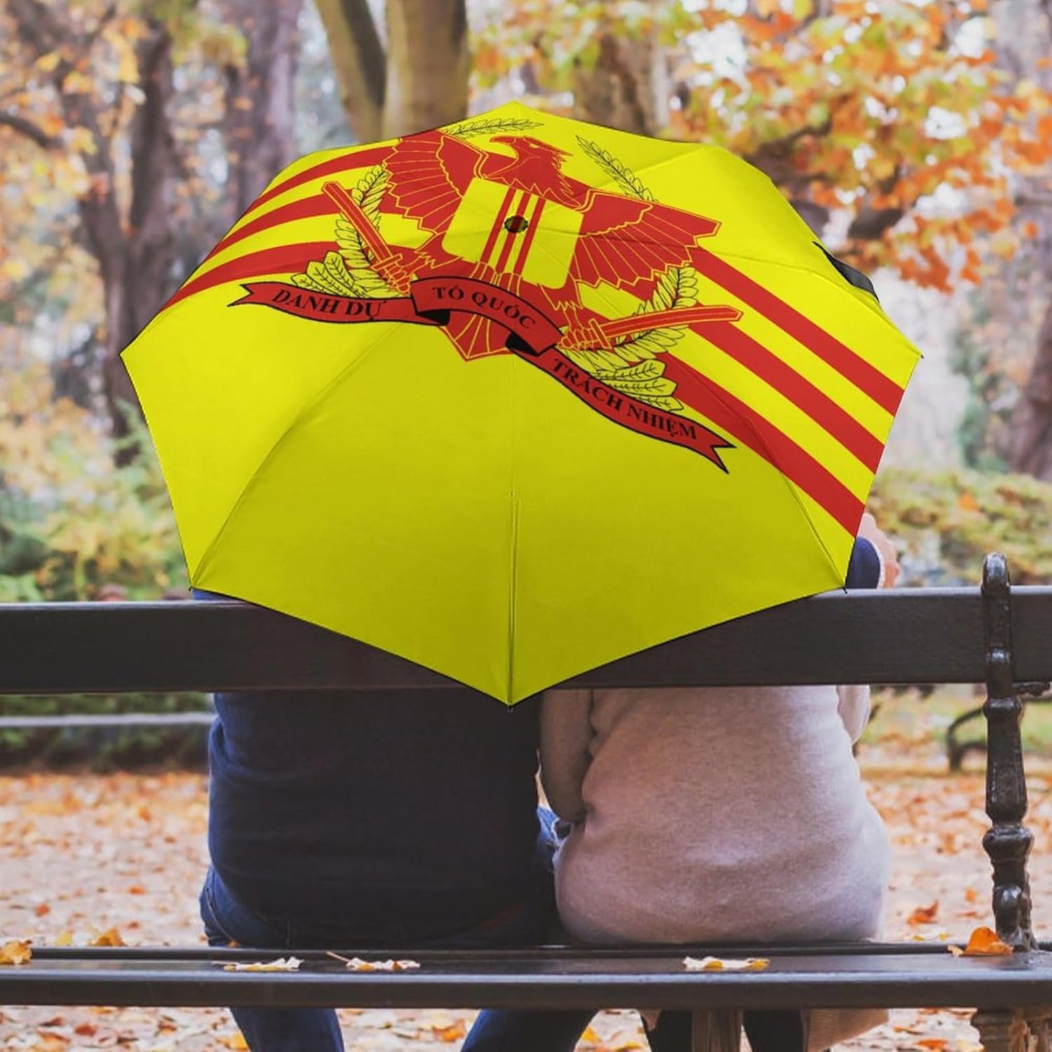 War Flag of South Vietnam Travel 3 Fold Umbrellas Windproof Automatic And Manual Umbrella Portable for Rain And Sun