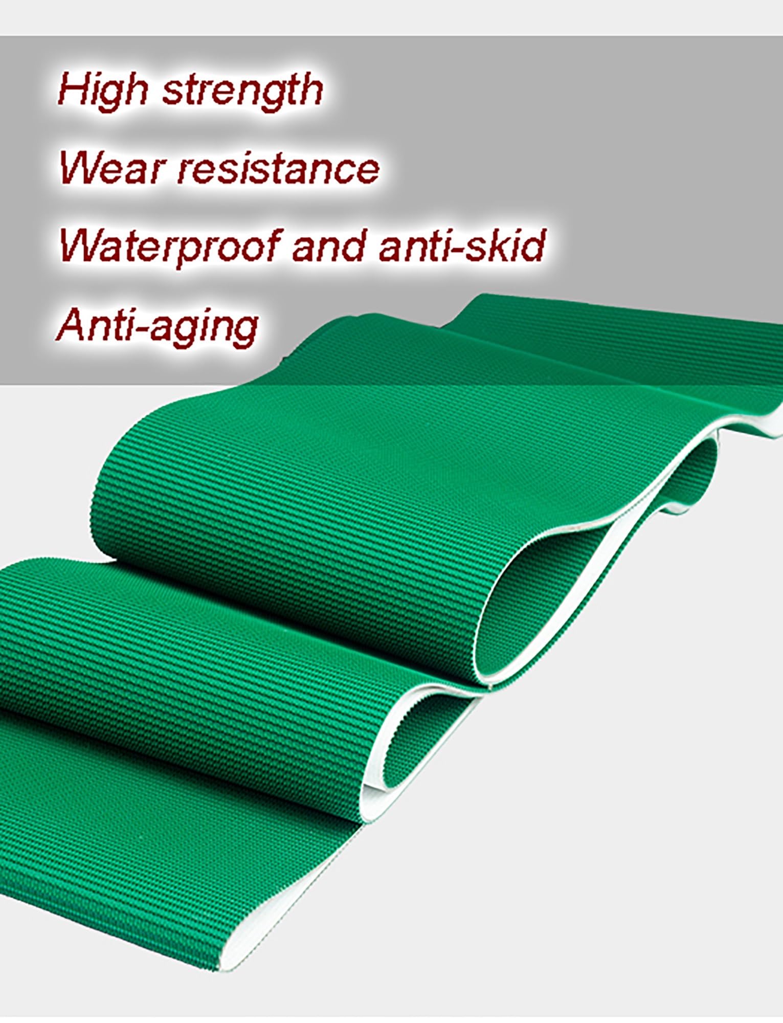 Cinghia di trasporto industriale leggera, cinghia di trasmissione industriale verde da 5 mm, cinghia trasportatrice in PVC, cinghia trasportatrice in PVC(Black,40x220cm/16x87in)