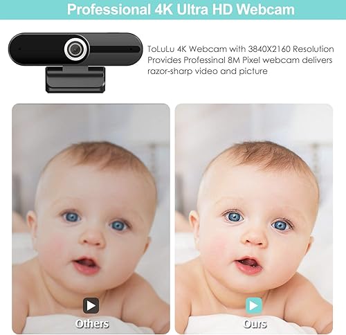 Miniatura 2 de UHD 4K Webcam with Microphone: 8MP USB Computer Web Camera with Privacy Shutter and Tripod, External Webcam Pro Streaming Webcams PC Cam w/Mic Noise