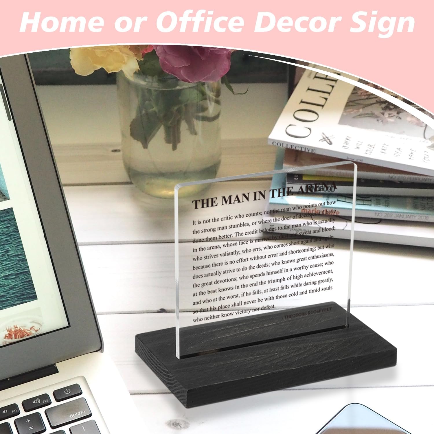 The Man In The Arena Desk Decor Plaque Office Inspirational Sign, DSF80 image 2