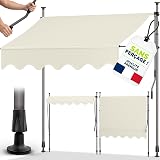 tillvex Store Banne Manuel rétractable avec manivelle pour Le Balcon | Marquise de terrasse sans percement | Marquise Soleil de Balcon auvent téléscopique (Sable, 200cm) - 1