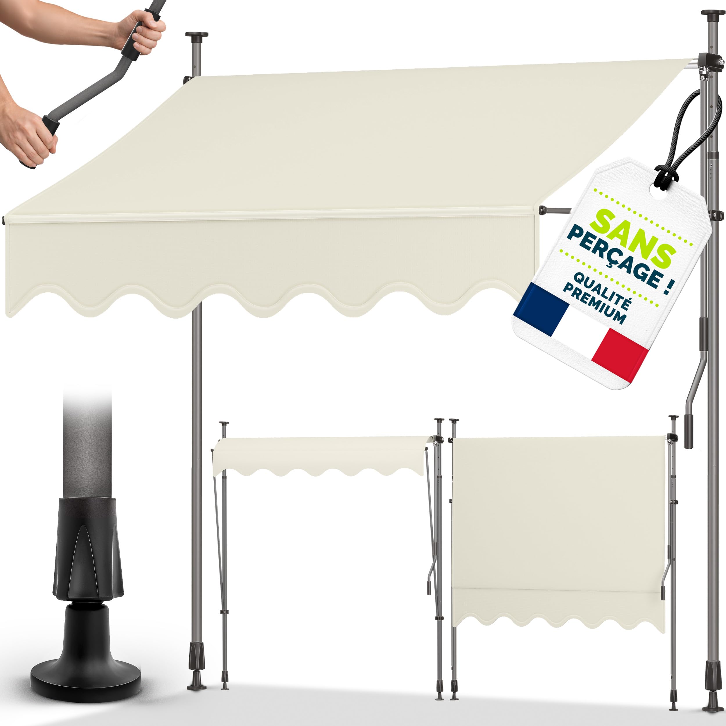Marquise soleil de balcon tillvex store banne rétractable 300cm manuel