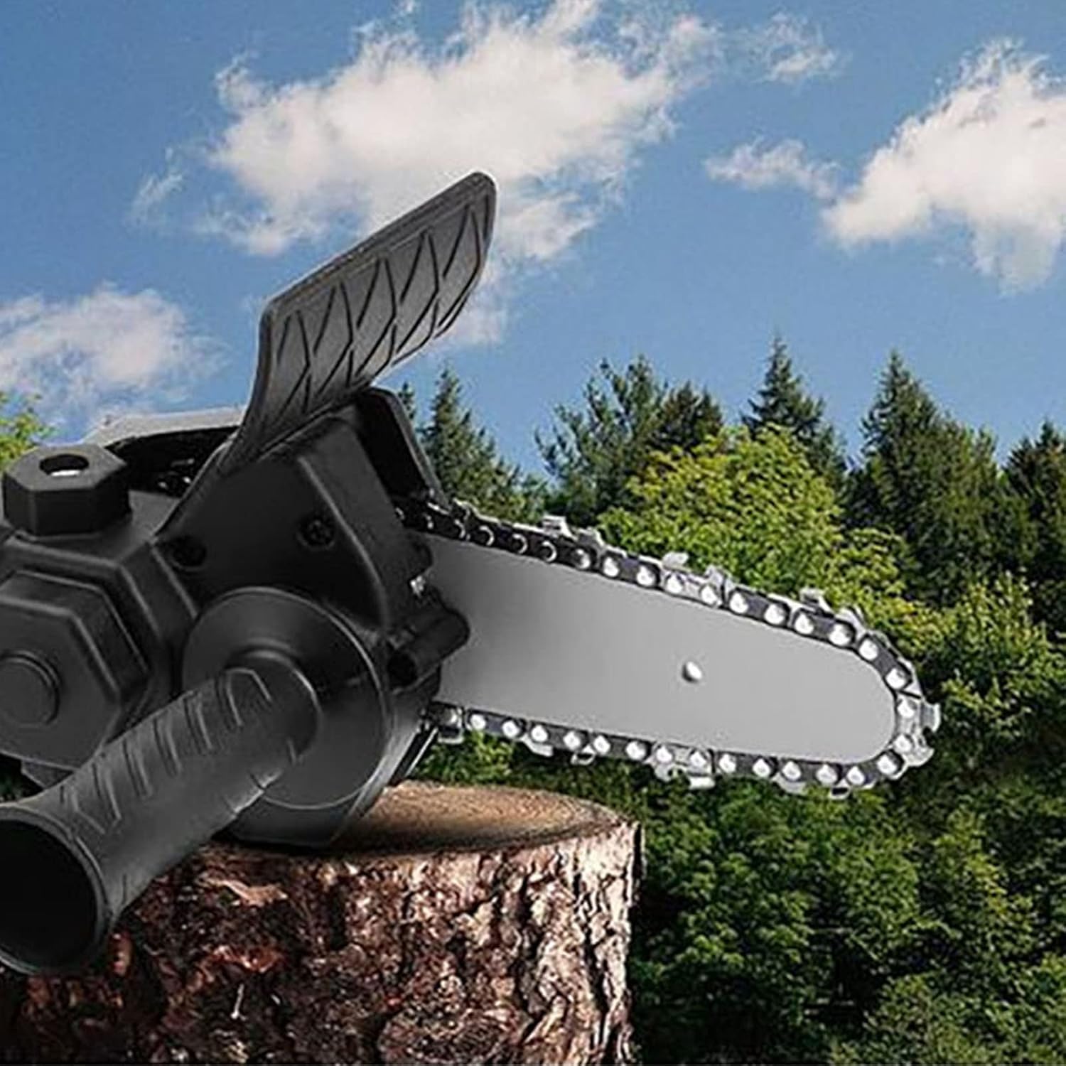 Tyenaza Electric Chainsaw Modification Tool, Electric Drill to Chainsaw Adapter with Wrench and Chain for Wood Cutting 6inch
