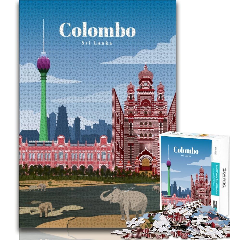 Travel to Colombo Jigsaw Puzzles for Teenagers 1000 Piece Puzzle,Challenging Game Gifts for Is Ideal As A Gift for The Whole Family 38x26cm