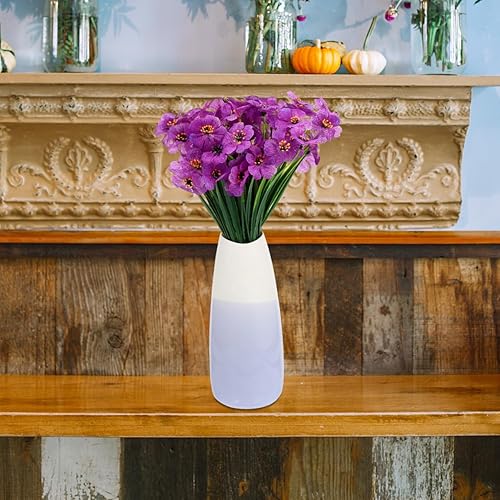 Miniatura 8 de ifundom 1 juego de 4 flores artificiales decorativas de seda violeta, violetas africanas falsas, paquetes de flores artificiales para florero,