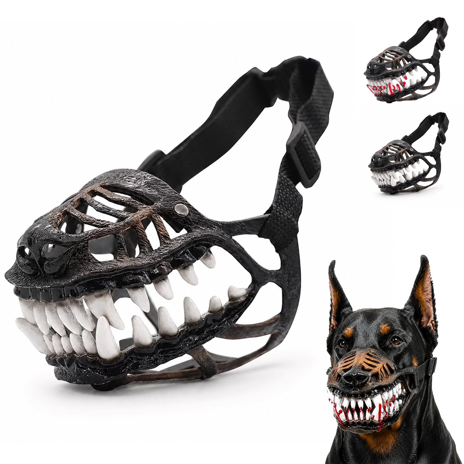 Scary Dog Muzzle with Teeth Halloween Costume，Style A：XXL