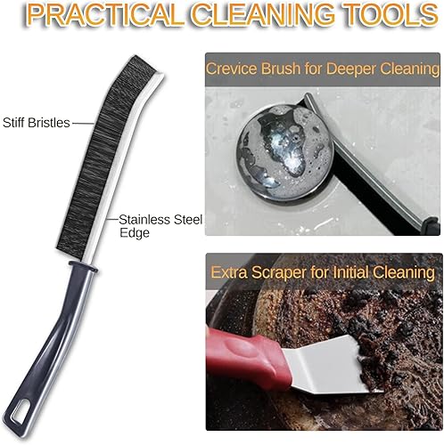 Miniatura 2 de Cepillo de limpieza de hendiduras de cerdas duras, 4 + 1 cepillo multifuncional de limpieza de huecos para limpiar espacios estrechos, cepillo de