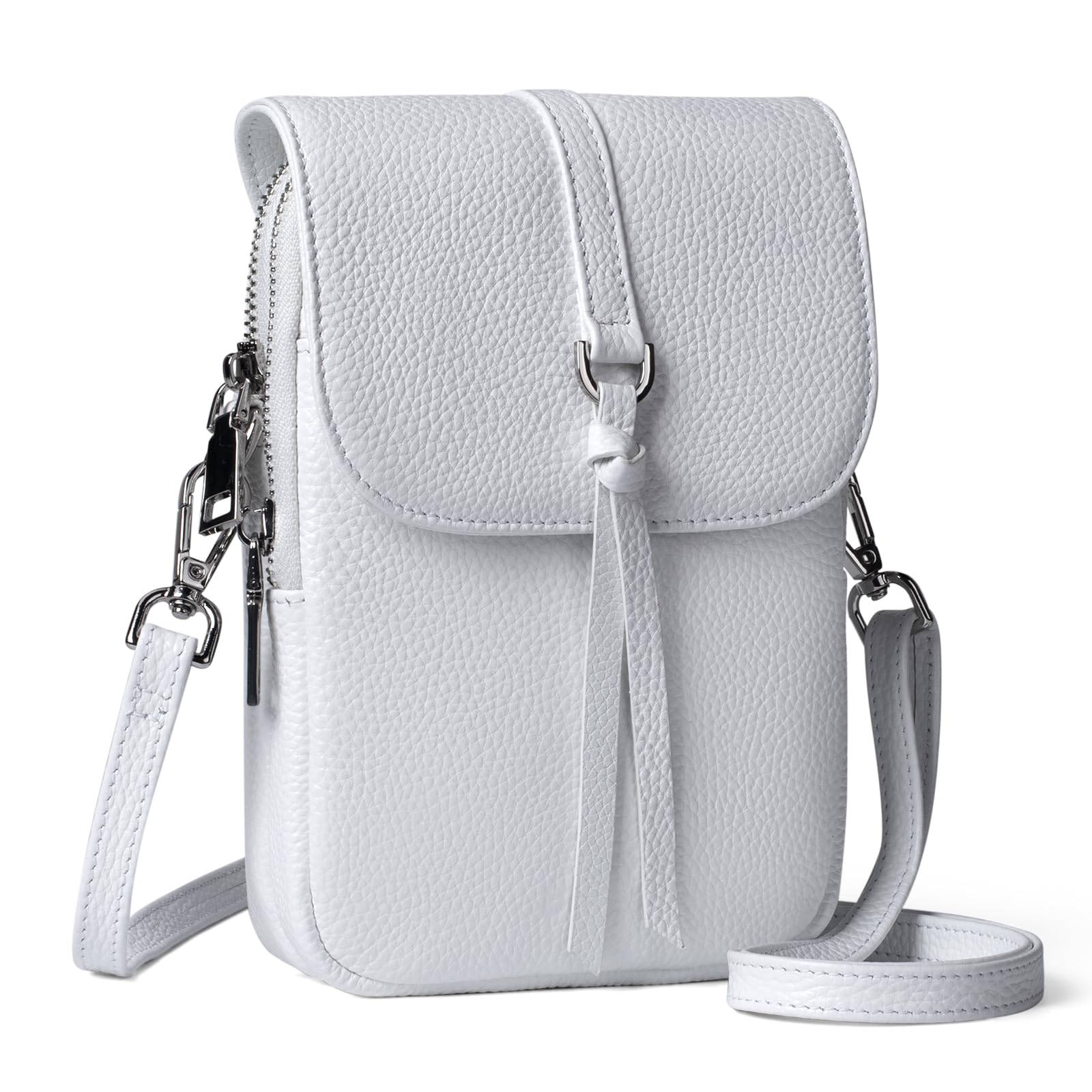 befen Petit Sac à Bandoulière en Cuir Véritable pour Femme, Sac à Bandoulière Multi-poches pour Téléphone Portable avec Emplacements pour Cartes de Blocage RFID