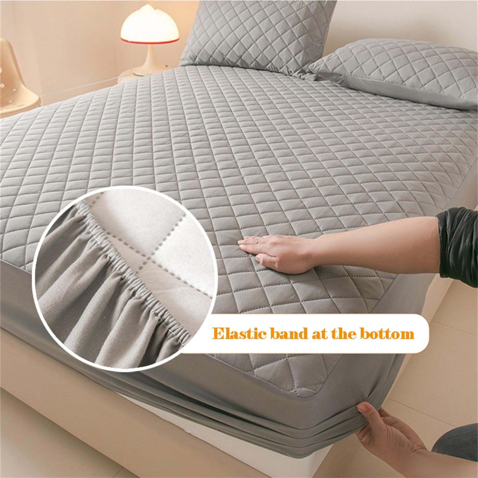 Protector de colchón Acolchado Impermeable, Bolsillo Profundo de 30 cm, Funda de colchón silenciosa, sábana Bajera Ajustable Engrosada con Capa de TPU, Lavable (Blanco, 150 x 203 cm / 59 x 8