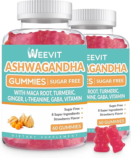 Ashwagandha Gummies with Vitamin D for Women & Men, Ashwagandha Gummy with Maca Root Powder | Organic Ashwa Gummies for Boost Energy