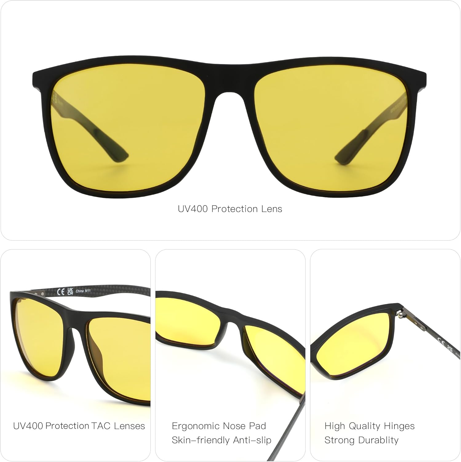 ZENOTTIC Square Polarized Sunglasses for Men Ultralight Carbon Fiber Sun Glasses Driving Fishing Golf Sports UV400 Protection - Image 3