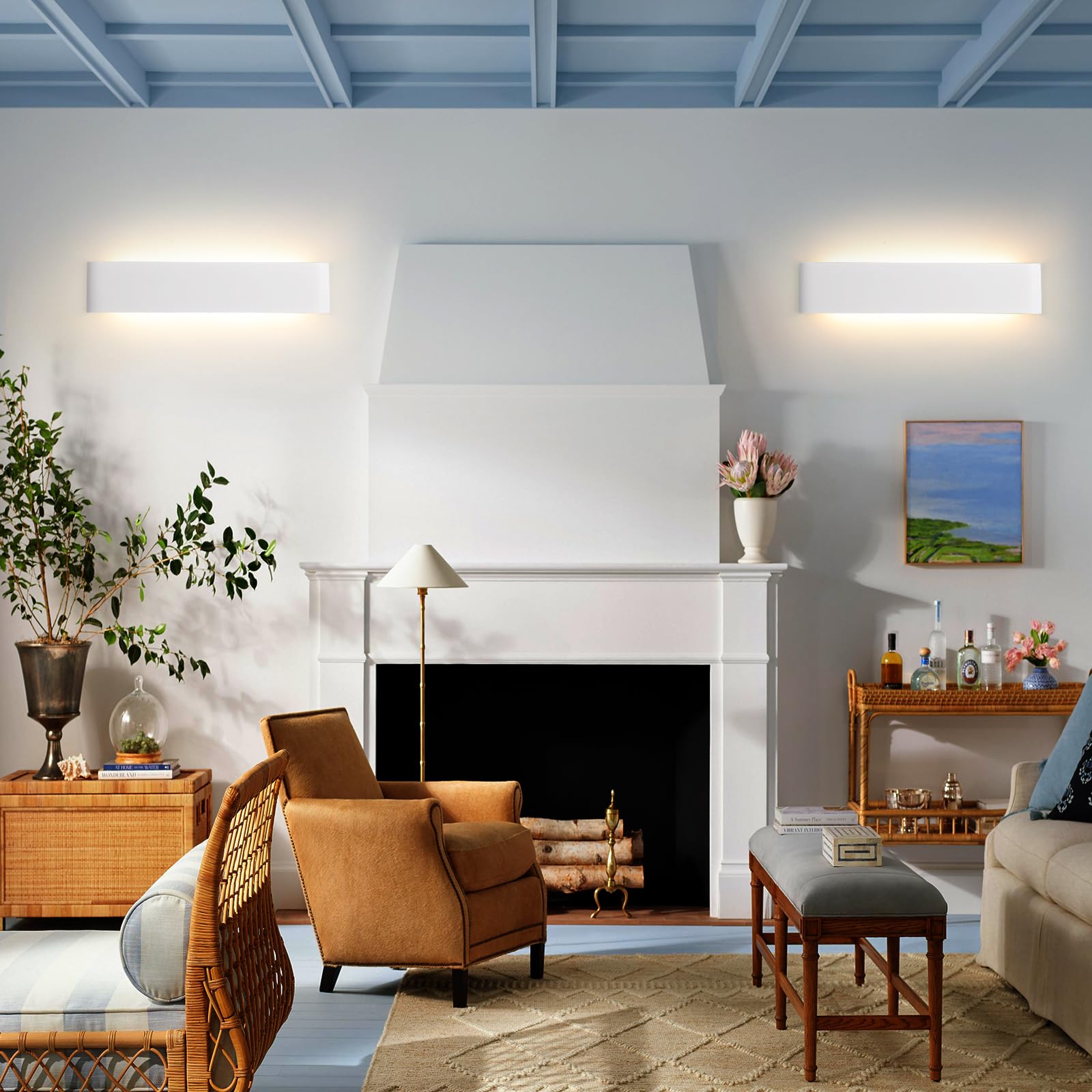 Mille Lucciole Applique da Parete Interno Dimmerabile 24W,Lampada da Parete Interno 3 Colore Dimmerabile 3000K/4000K/6500K,Applique LED da Parete Interno 2880LM 4 Pezzi Bianco