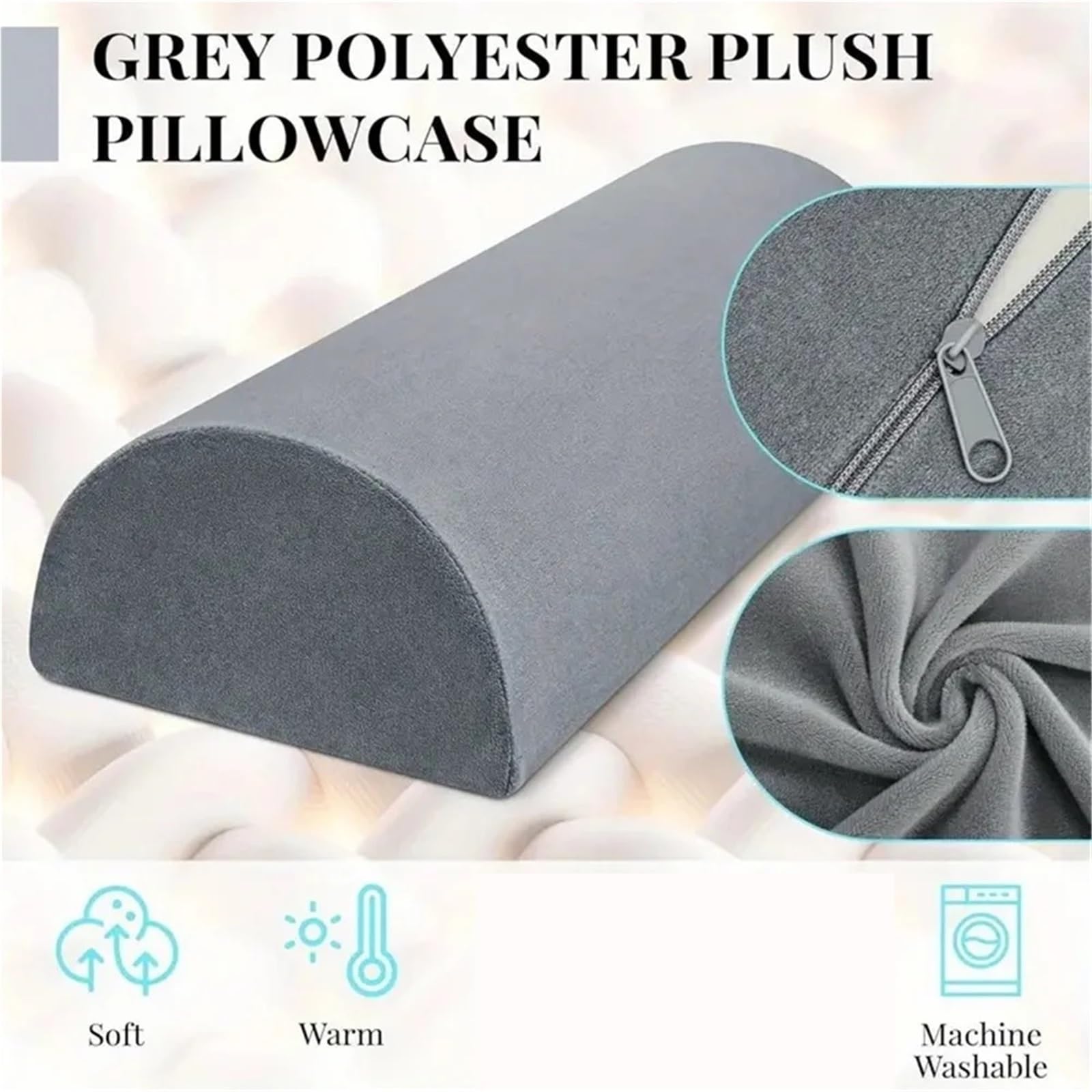 Nackenrolle Half Moon Bolster Semi-Roll Kniekissen Knöchel Kniestütze Erhöhung Rücken Lendenwirbelsäule Nackenentlastung Memory Foam Füllung Für Unterstützung(Grey)