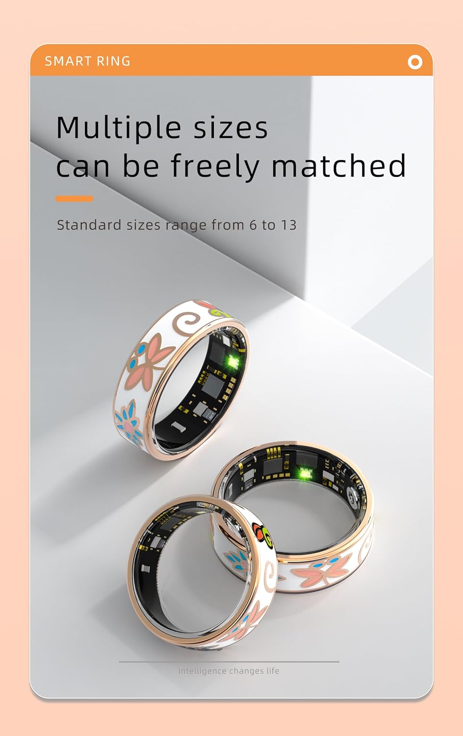 [ZenTech Lab] R18 Smart Ring - Rose Gold - Size 12 - Ring Only - Heart Rate Sleep Tracking, Activity Tracking, Step Counter, IP68 Waterproof, 3-5 Day Battery