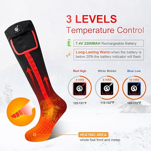 Miniatura 3 de Heated Socks for Women Men,Foot Warmers Electric Rechargable Battery Heating Socks,Winter Cold Feet Hunting Ski Camping Hiking Riding Motorcycle