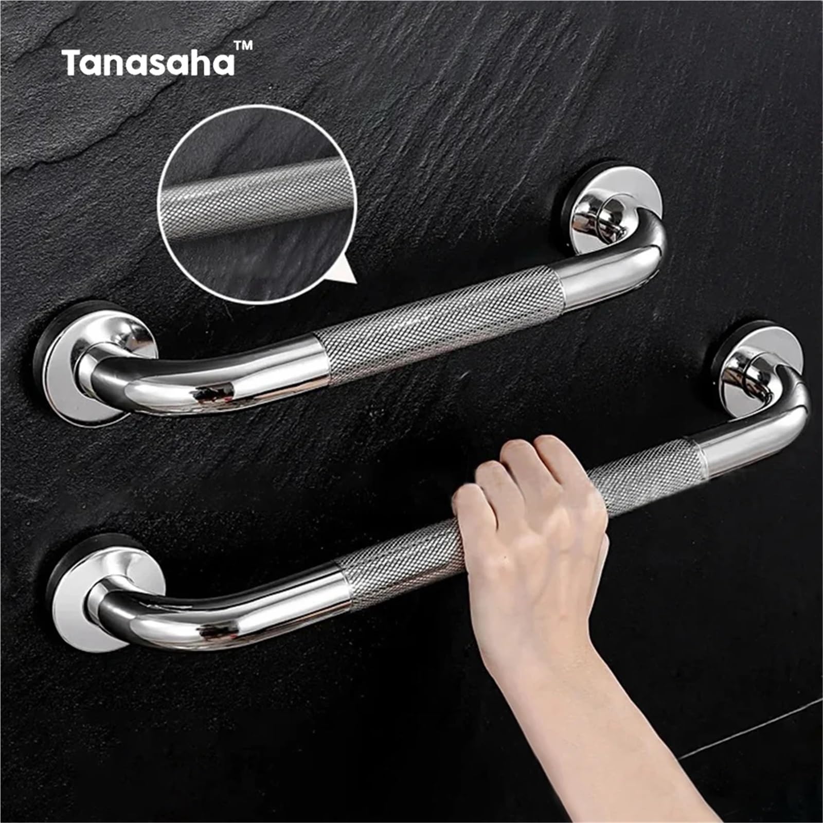 Pasamanos Barra de Agarre Baño Bañera Inodoro Antideslizante Ducha Mango de Apoyo de Seguridad Previene Caídas Accesorio de Baño(Sliver-25mm-60cm)
