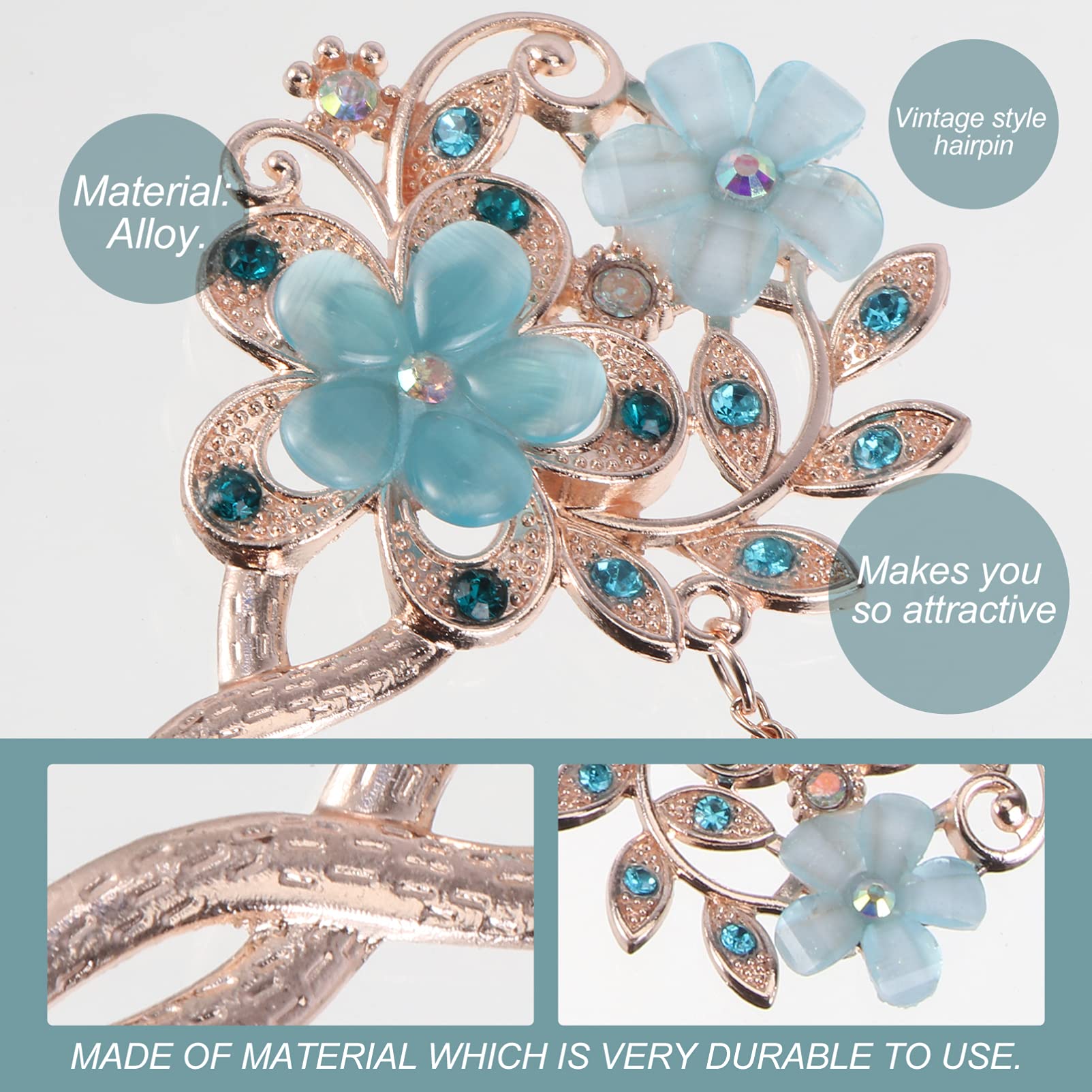 Amazon.com : Beatifufu Vintage Chinese Hair Sticks with Opal  display picture 1