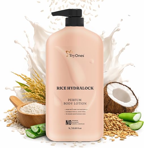 TryOnes Rice Hydralock Perfume Body Lotion – Deep Moisturizing & Hydrating Body Lotion with Rice Extracts – Brightening, S...