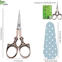 Vista 2 de BIHRTC Tijeras pequeñas para manualidades de 4.5 pulgadas, con cubierta de cuero, multiusos, vintage, punta de acero inoxidable, herramienta