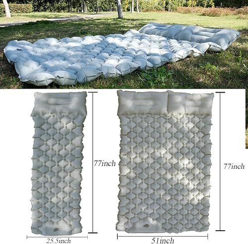 Miniatura 2 de Colchoneta de dormir inflable con almohada, almohadilla de campamento con bomba de pie incorporada, almohadilla de colchón ligera para acampar en