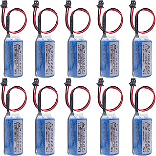 10-Pack 1800mAh CR17335SE-R 3V Q6BAT PLC Lithium Battery for QNS System Q6BAT Q25PRHCPU Q170HBATC with Plug