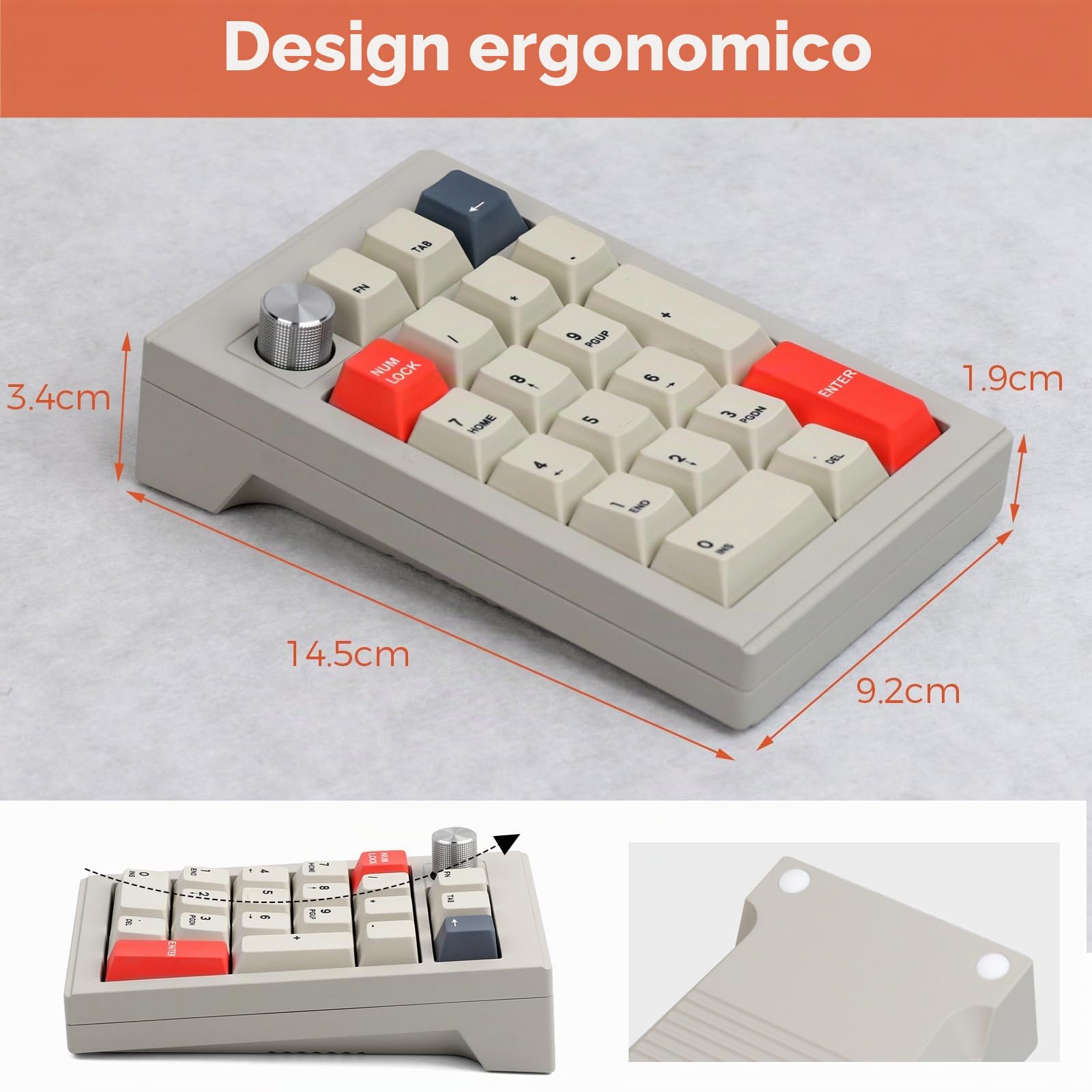 EPOMAKER CIDOO V21 Tastiera Numerica a Guarnizione, Programmabile VIA, Tastierino Numerico Sostituibile a Caldo Bluetooth 5.0/2.4ghz/Wired con Custodia in Lega di Alluminio, Schiuma Poron per E-sport