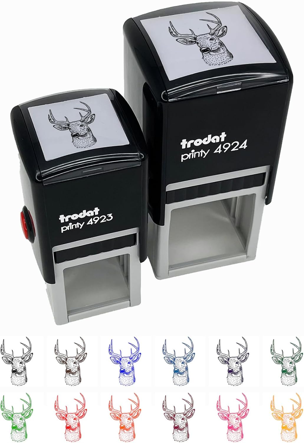 Majestic Deer Buck Head Hunter Hunting Self-Inking Rubber Stamp Ink Stamper - 1-1/2 Inch Large - Black Ink