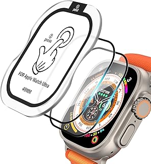 TommyBear Screen Protector for Apple Watch Ultra 49mm, 2Pack Tempered Glass Screen Protector with Auto Alignment Tool Kit, Easy Installation Anti-Scratch Bubble-Free HD Clear Tempered Glass Film