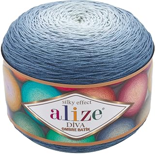 Alize Diva Ombre Batik Silky Effect 100% Microfiber Acrylic Yarn Thread Crochet Art Lace Craft 1 skn 250gr 957yds Hand Knitting Yarn (7379)