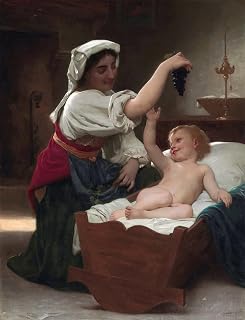MVOVZQCV Vintage Paintings Artwork Retro Print Paintings the Cherry Branch by William Adolphe Bouguereau Wall Art Posters for Office Decor 60x90cm