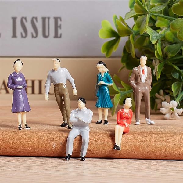 Kasyat 30 Mini Menschen Figuren 1,38 Zoll 1:50 Mini Modellbau Figuren Für Modelleisenbahnen Bemalte Menschen Kleine Aus Kunststoff Spielzeug Sitzende Stehende (30) - 5