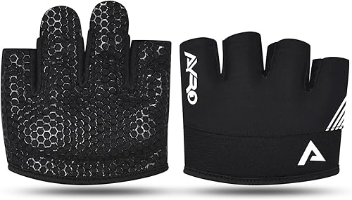 AYRO Guantes de entrenamiento mínimos, guantes de levantamiento de pesas parciales cortos para hombres y mujeres, con protección completa de la