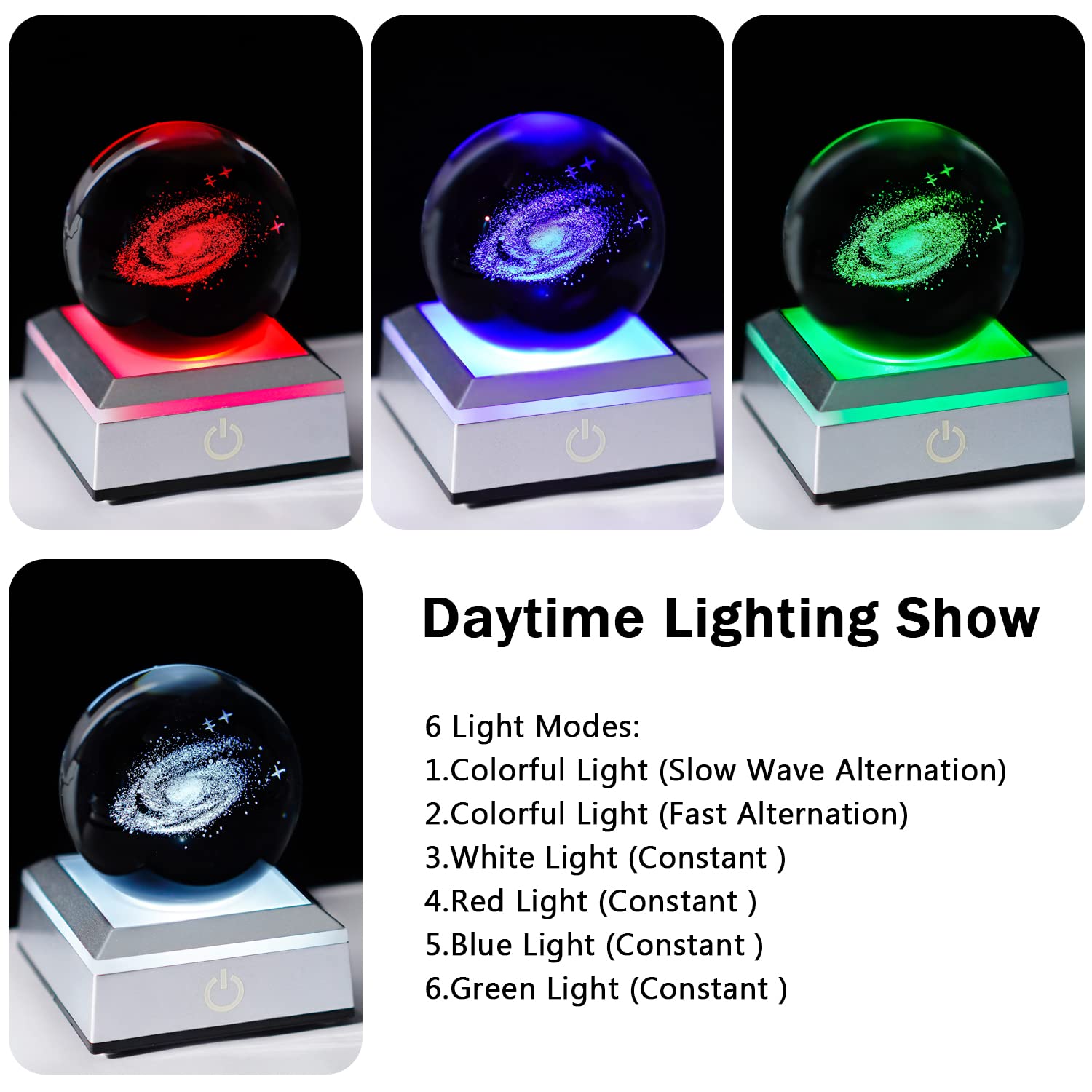 H&D Hyaline&Dora 60mm 3D Galaxy Crystal Clear Ball Multicolor Nightlight Decolamp,Glass Ball Paperweight Science Space Astronomy Universe Planet Cool Presents Fathers Kids Boys - Image 3