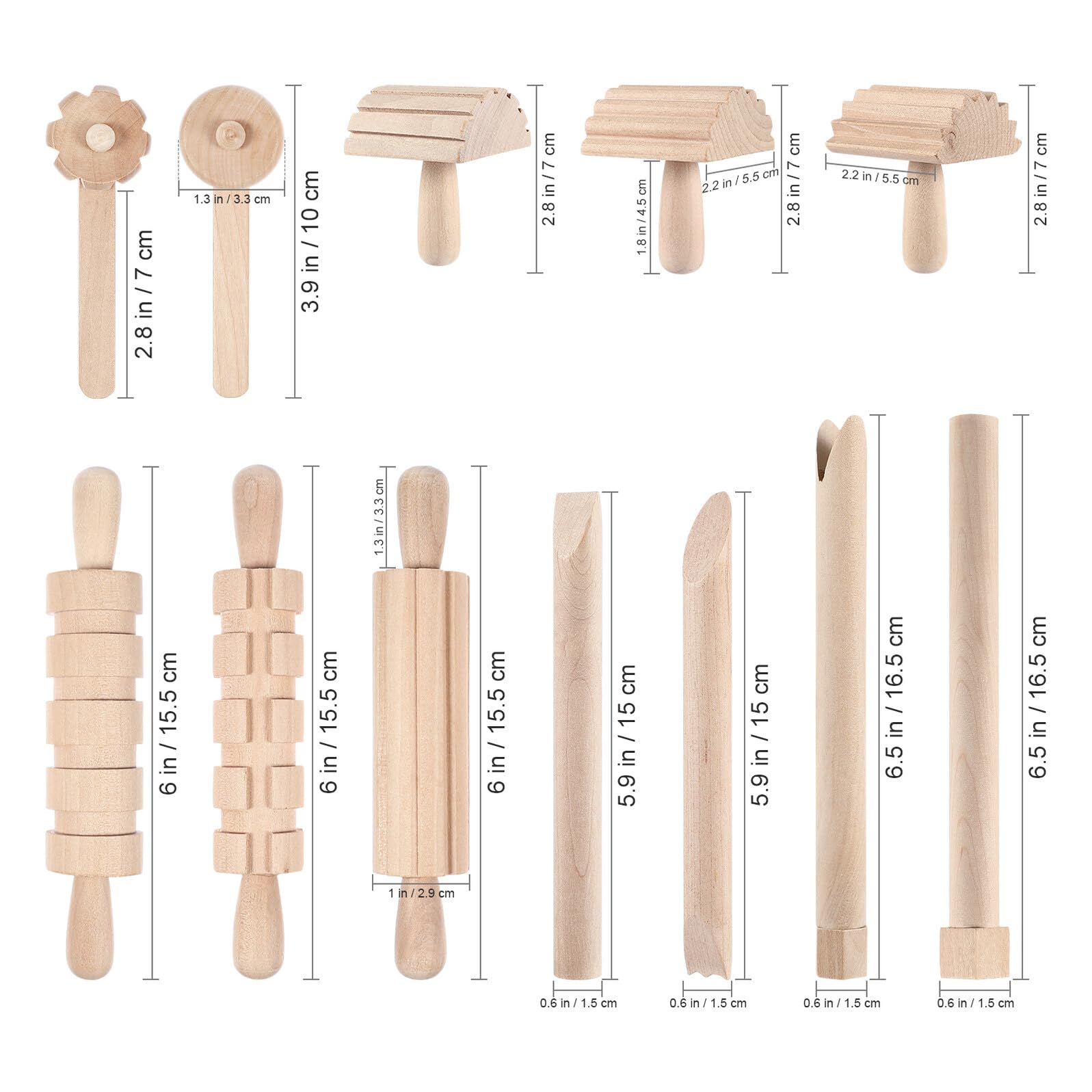 Outil en Pâte à Modeler pour Garçon et Filles , Lot de 1 Set de Bois Beige