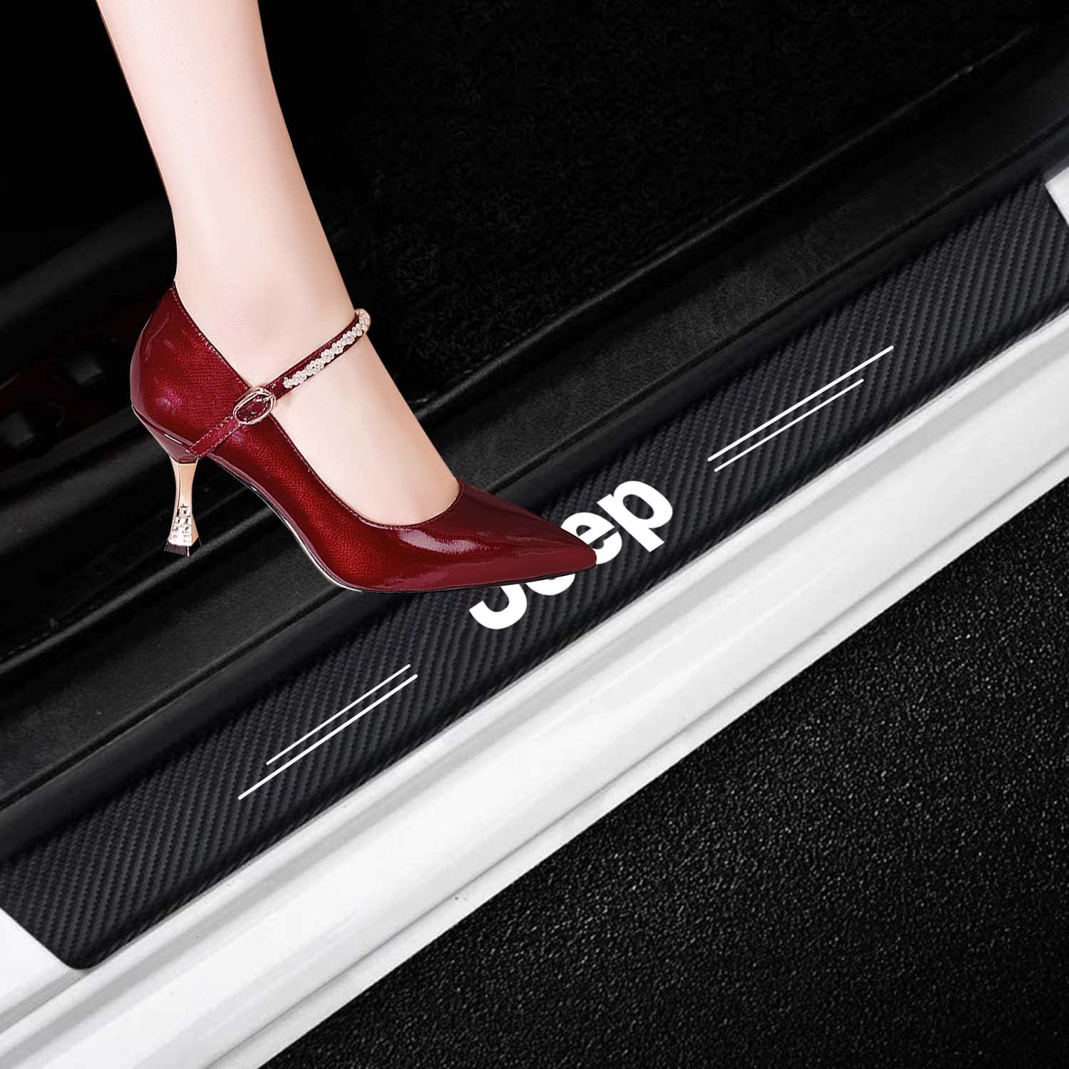 Buy 4PC Door Sill Protector Carbon Fiber Sticker Decoration Door Entry
