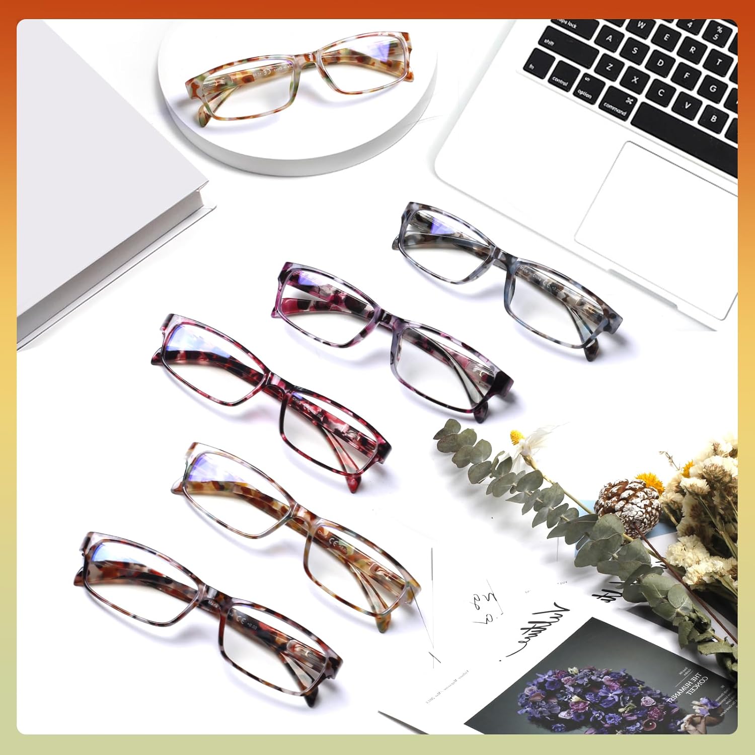 JOSCHOO Computer Reading Glasses for Women and Men 6 Pack Blue Light Blocking Spring Hinge Readers - Image 6