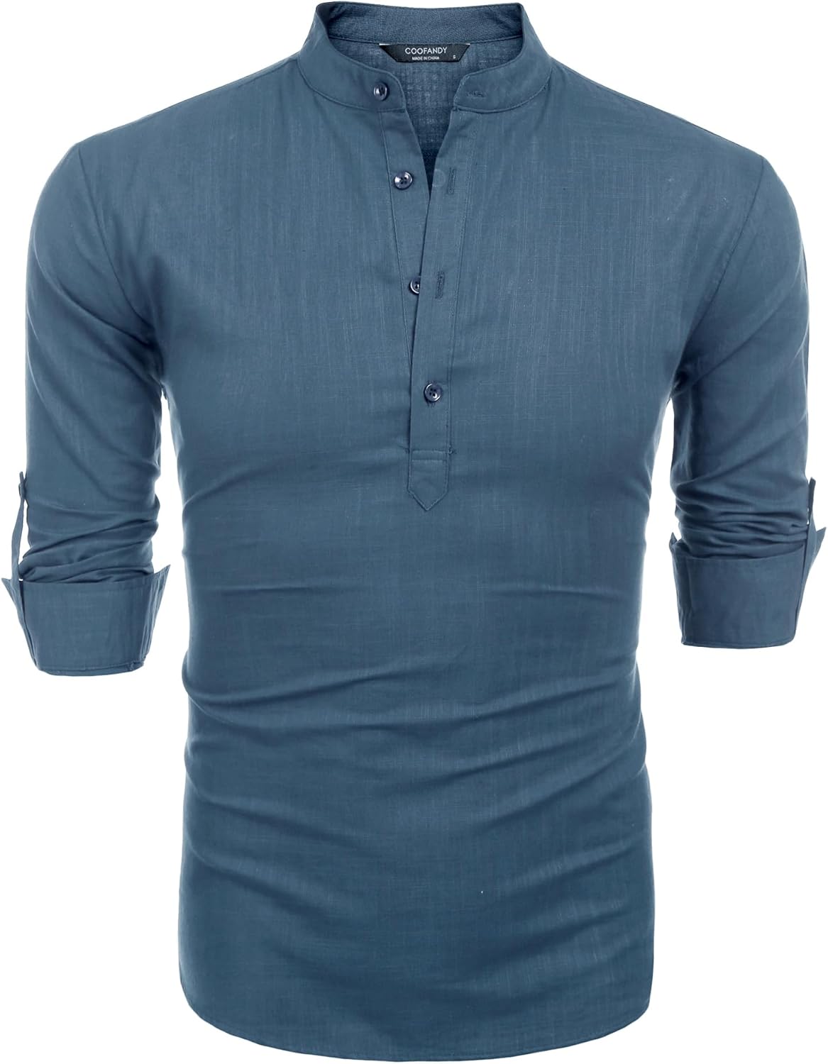 COOFANDY Men's Cotton Linen Henley T-Shirt Long Sleeve Hippie Casual Beach T-Shirts - Image 6