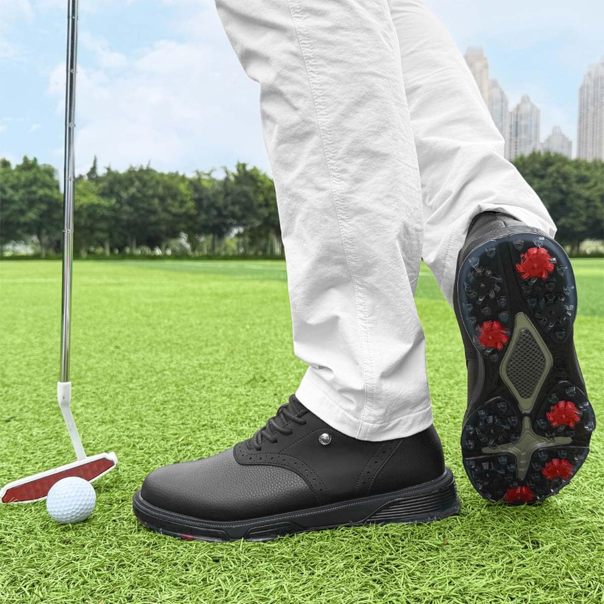 Scarpe Golf Professionali Uomo Leggere Traspiranti | Scarpe da Ginnastica Sportive da Golf, Impermeabili Professionali, Comode per l'allenamento