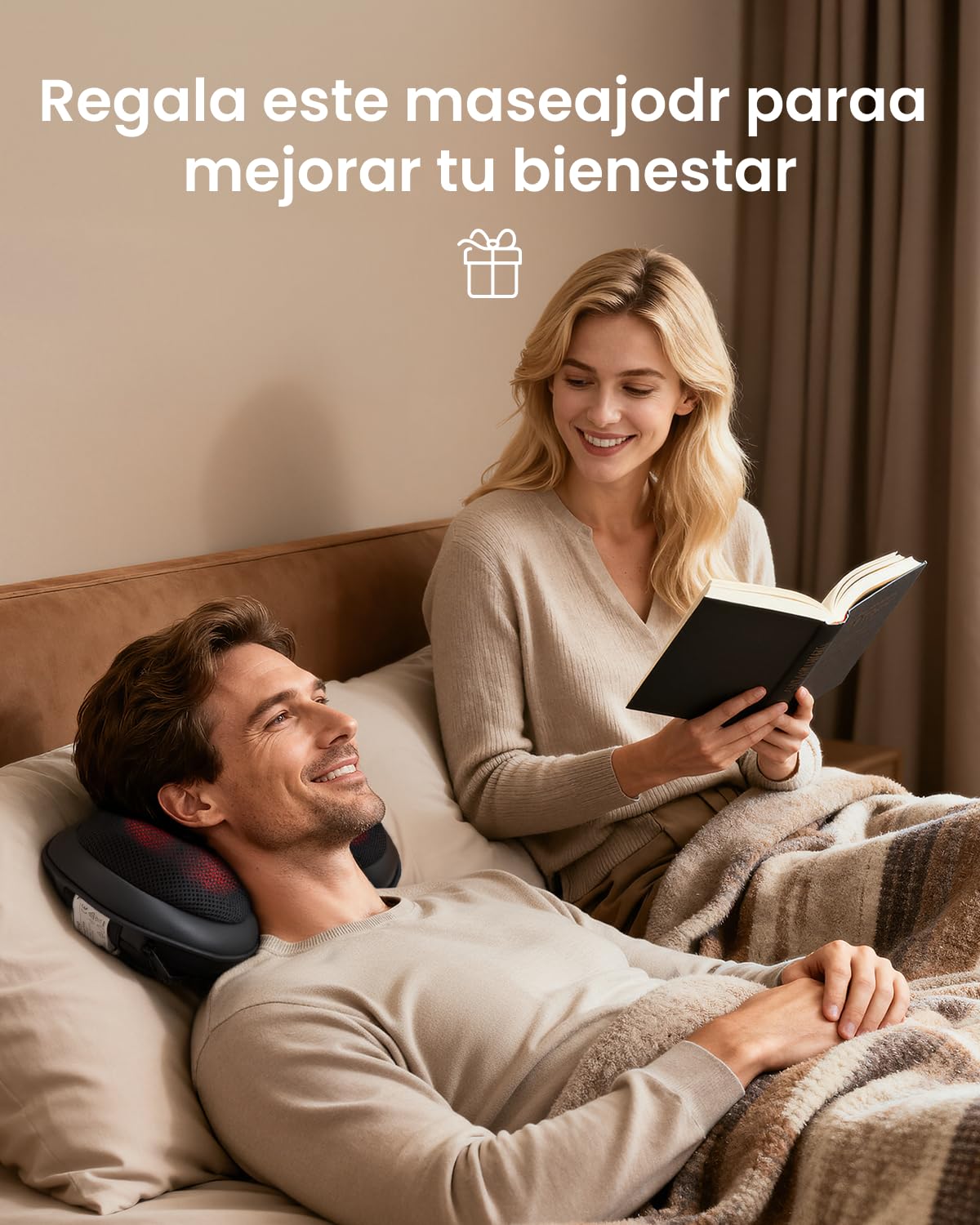 RENPHO Masajeador Espalda con Calor, 3 Velocidades Shiatsu Eléctrico Masaje Espalda y Cervical, Cojin Masajeador Cuello y Hombros para Hogar Oficina