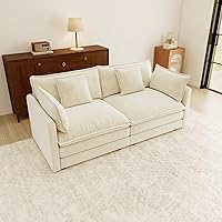 Vista 69 de Sofás seccionales grandes de 115.34" para sala de estar, sofá de pana color camel de asiento profundo de 3 plazas en forma de L, sofá seccional