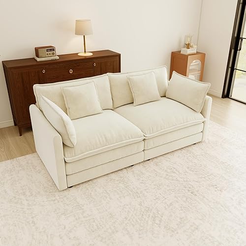 Miniatura 70 de Sofá gris de gran tamaño con una sola nube, sofás seccionales grandes de acento moderno para sala de estar, sofá modular de tela de chenilla, juego