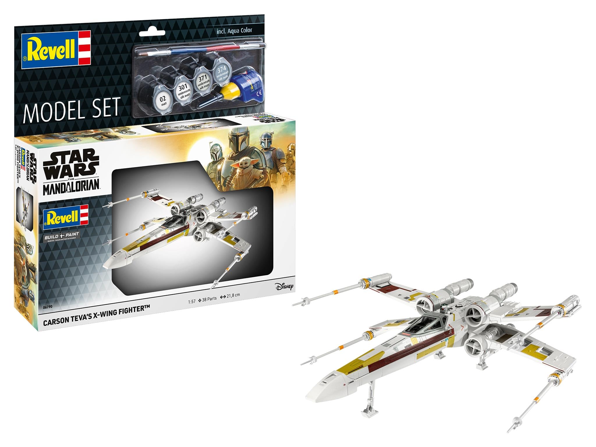 Revell 66790 Model Set Carson Teva's X-Wing: The Mandalorian 1:57 Scale Unbuilt/Unpainted Plastic Model Kit with Accessories