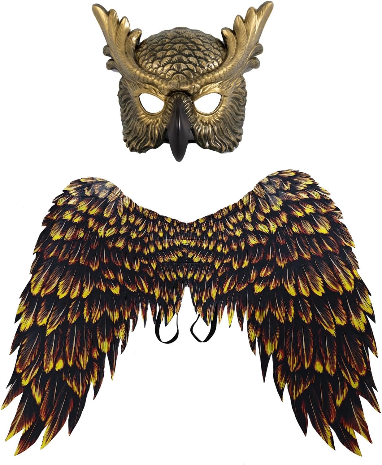 Bird Wings Mask Set,Realistic Owl Eyes Mask Wings Fancy Dress for Halloween Carnival Costume Party,Bird Cosplay Props