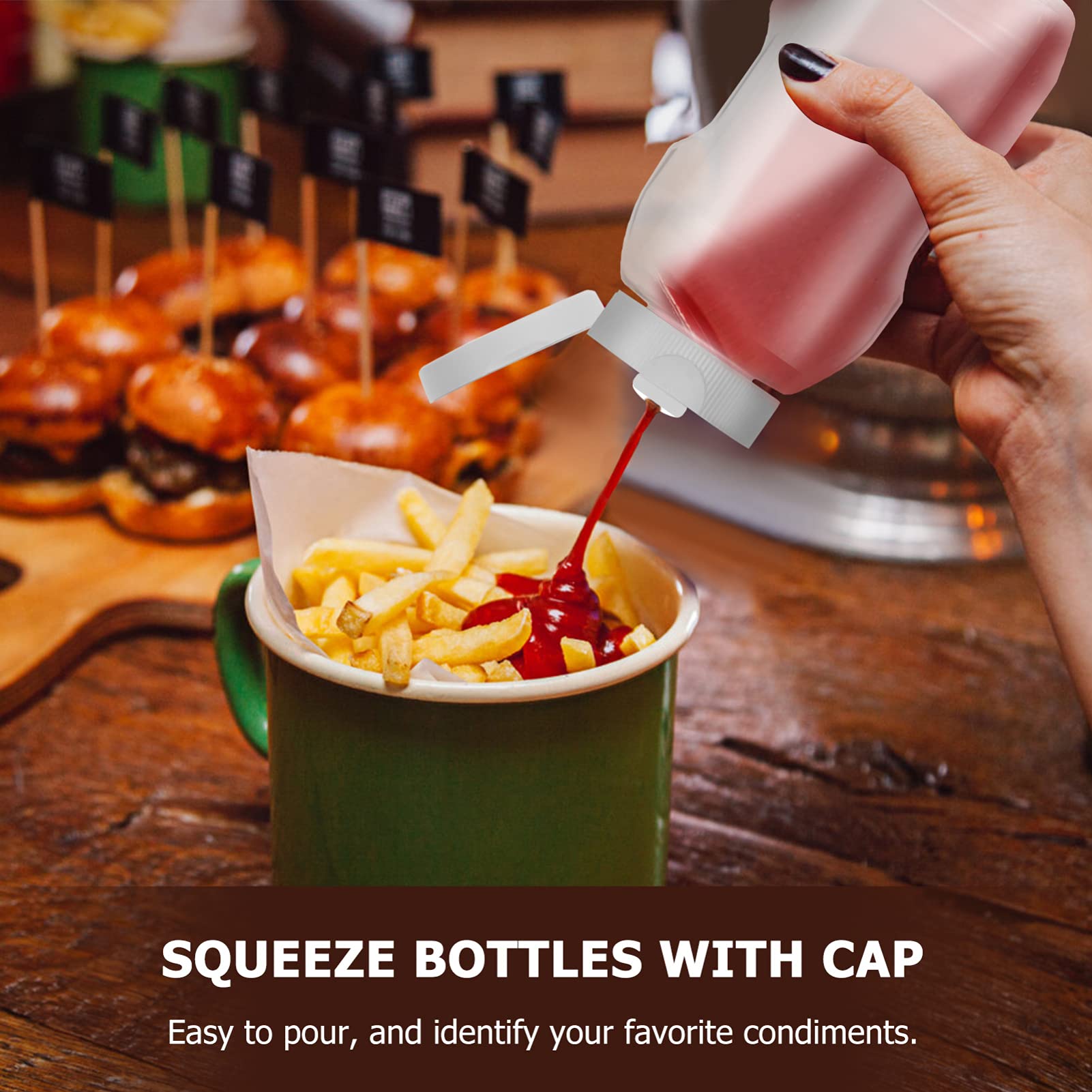 HEALLILY 4Pcs Condiment Squeeze Bottles with Cap Soft Sauce Dispensers for Ketchup Dressing and Honey Easy Control for Precise Dosage for Bbq and Cooking