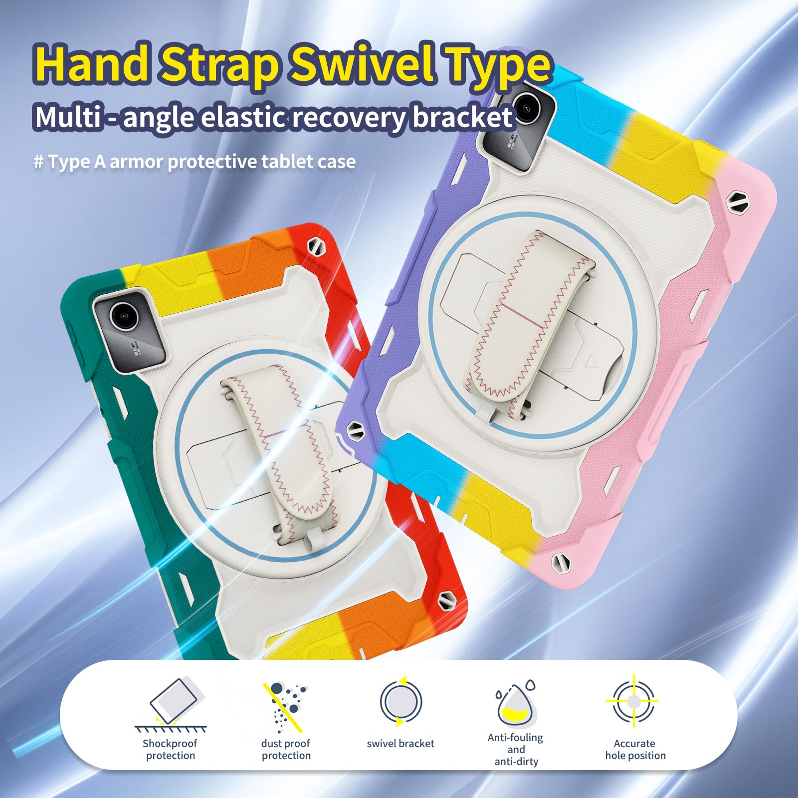 Custodia per tablet per Lenovo Tab M11 11" 2024, custodia per bambini in silicone resistente antiurto con portapenne, tracolla, supporto pieghevole girevole, cinturino da polso