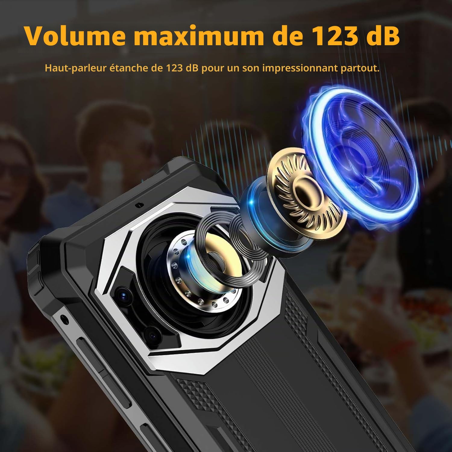 FOSSiBOT F101P Telephone Portable Incassable 10600mAh 18W 24MP Caméra, Smartphone Incassable 7Go + 64Go/1To, Android 13 4G Double SIM, 123 DB Haut-parleur/Octa-core/IP68/IP69K/OTG/Chantier (Noir)