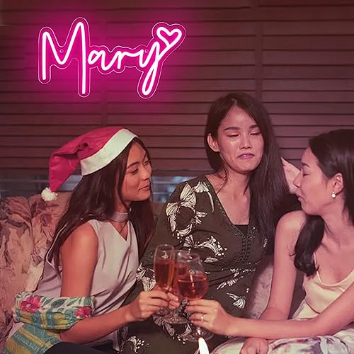 Miniatura 6 de ATTNEON Letrero de neón grande con nombre de María, luz LED de neón para dormitorio de niños, decoración de fiesta de cumpleaños, letrero de neón